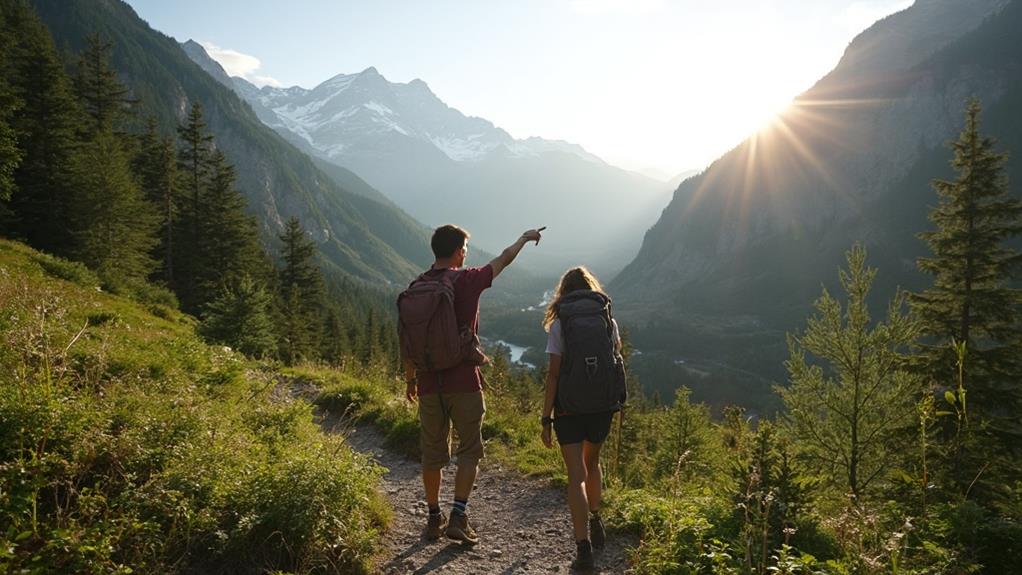 exploring trails together outdoors